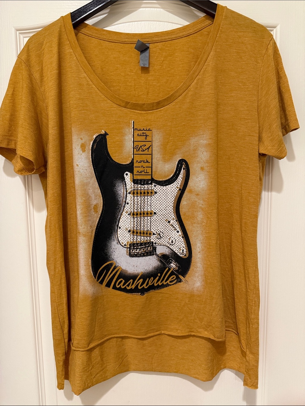 Next Level Apparel Mustard Yellow Guitar Graphic Tee